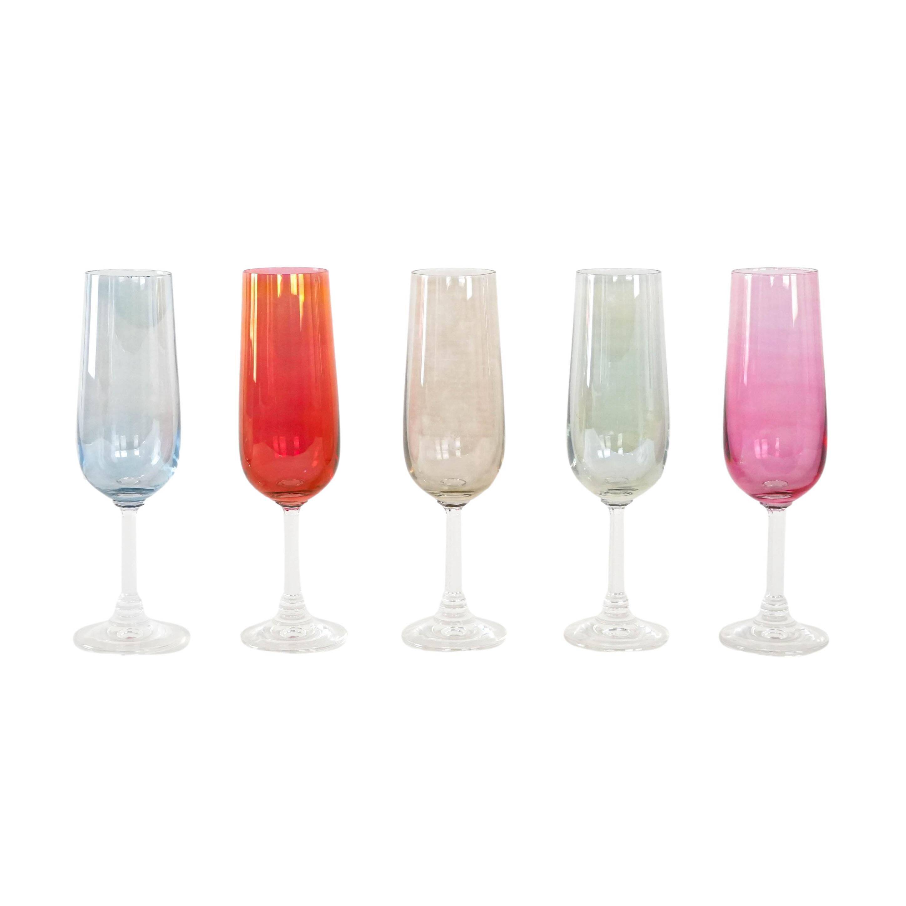 Set of coloured wine glasses, 1960s, made in Czechoslovakia