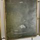 Vintage 1920s triptych barber mirror in gold with green crocodile effect - 37 x 87.