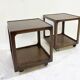 Mid-Century Pair of Side Tables with Wheels, Wood, 1960s