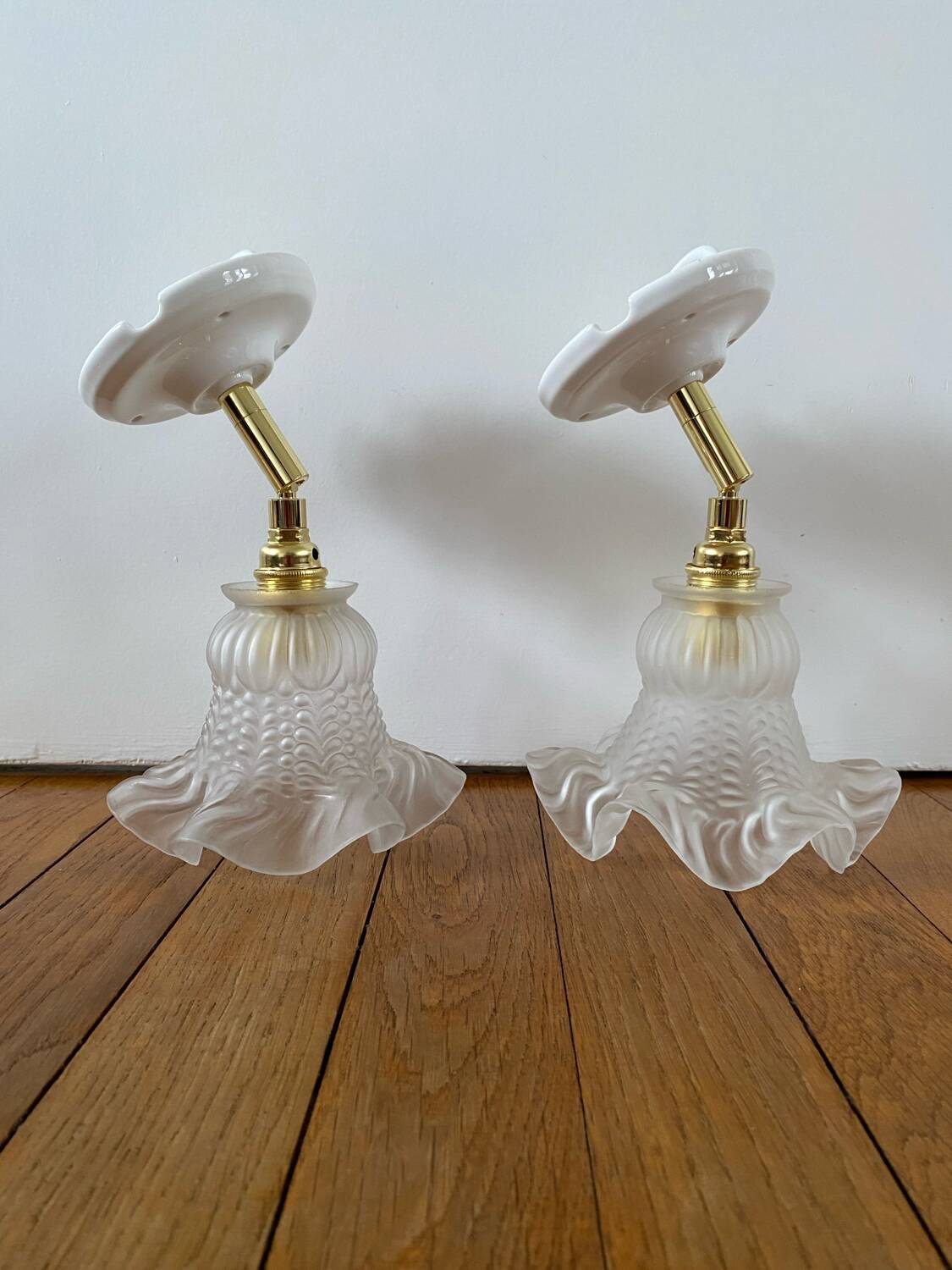 Pair of vintage tulip wall lights