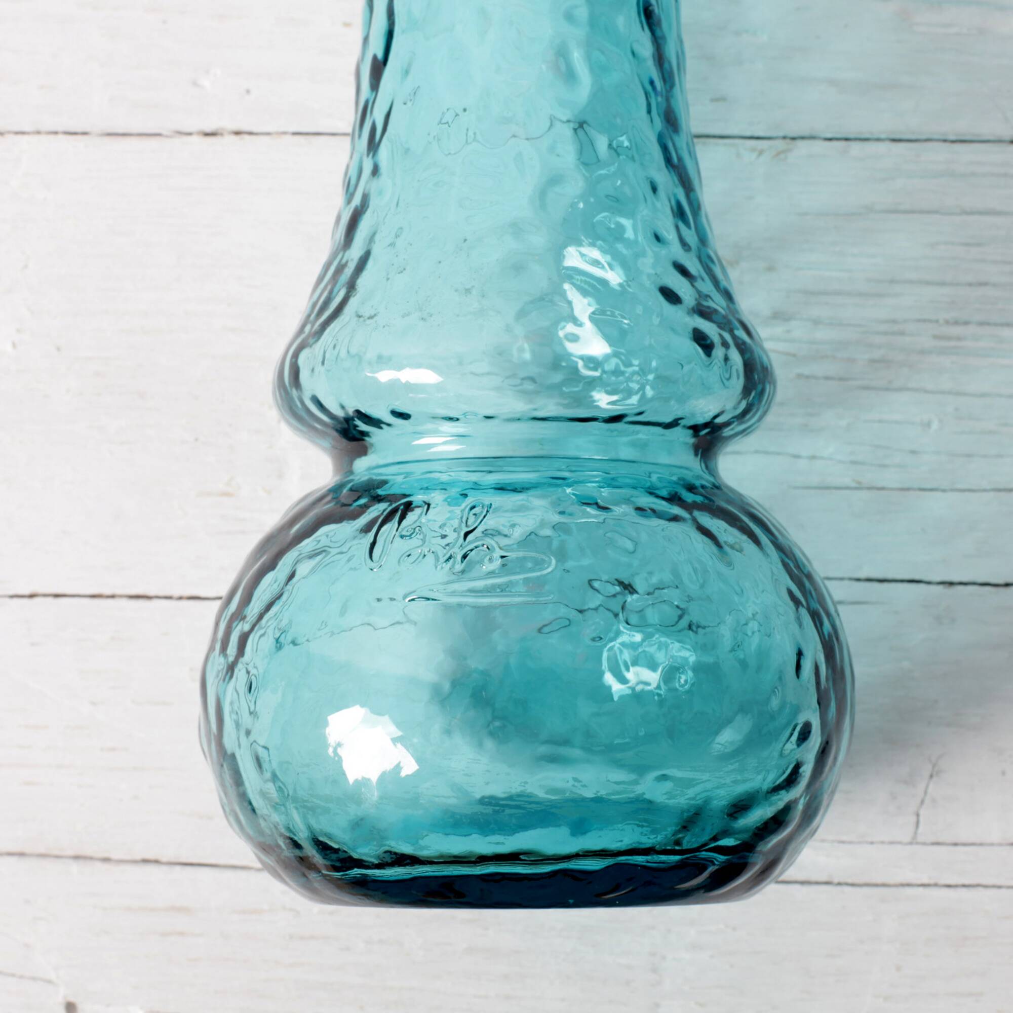Turquoise Stylish Glass Flower Vase / Bibi / Italy / 1980s