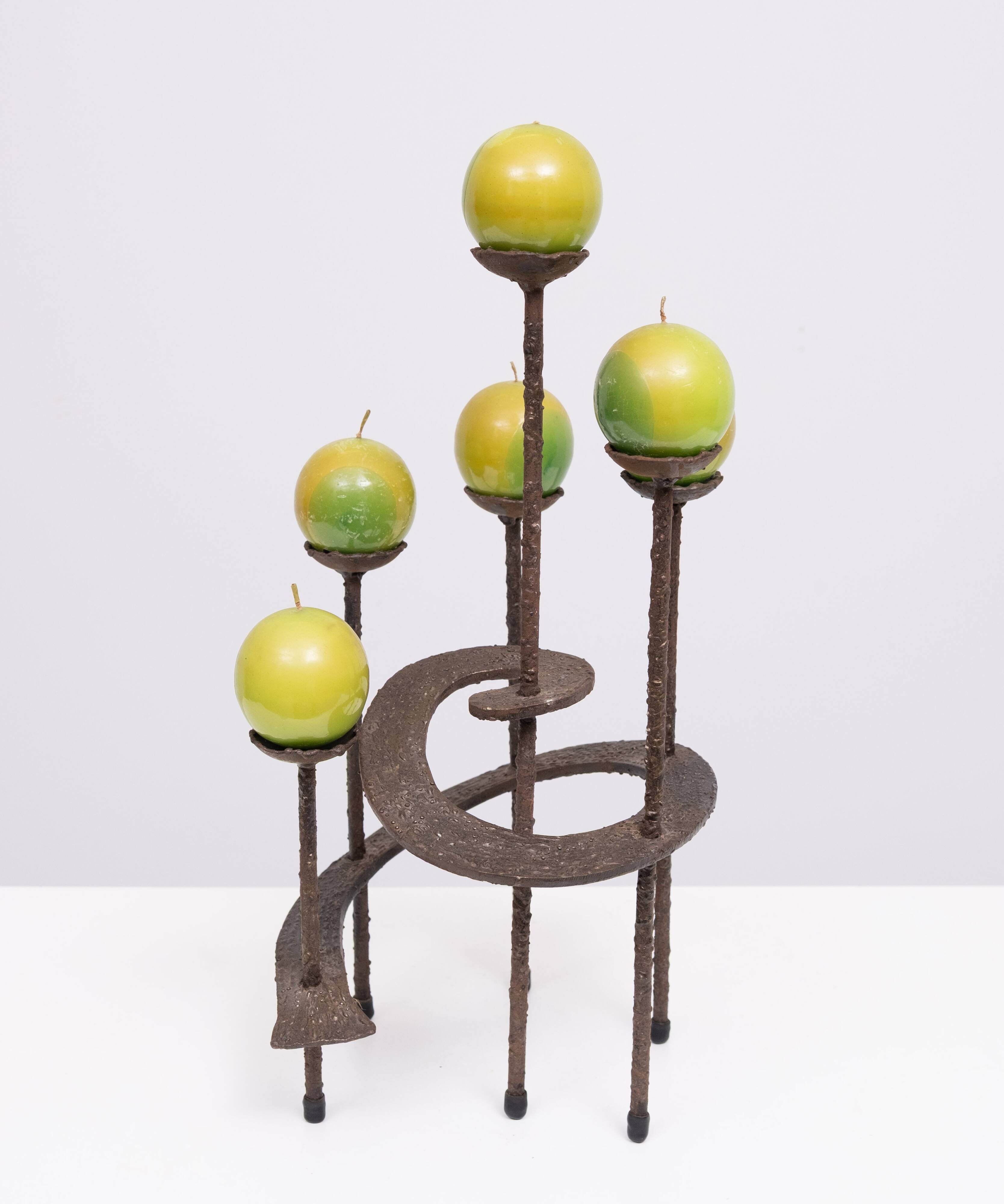 Vintage spiral wrought iron candle holder 1970s Austria