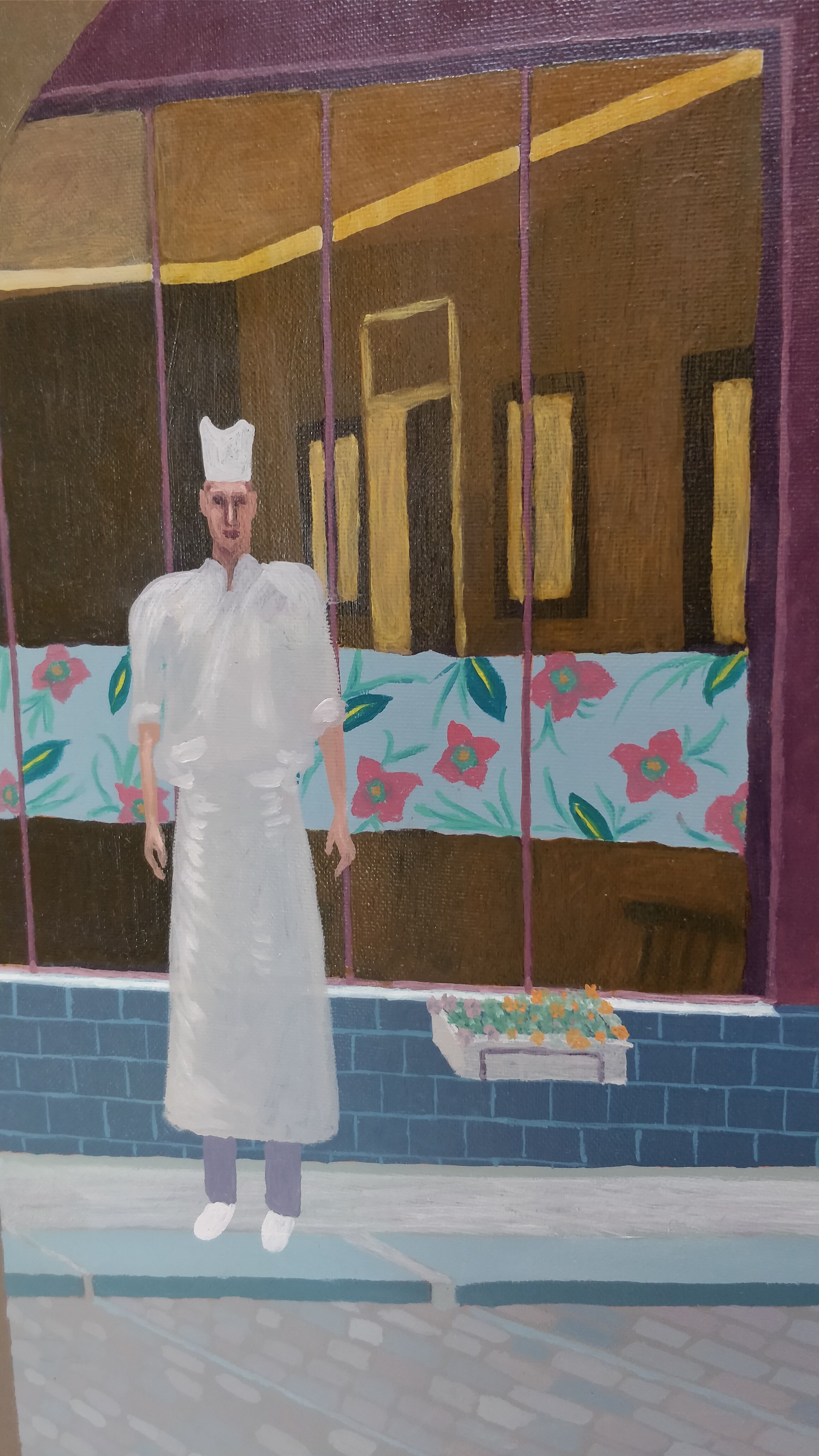 Naive painting restaurant or brasserie façade
