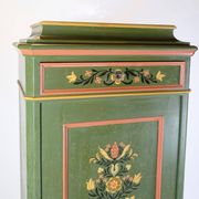 Antique Cabinet Hand Painted With Floral Decorations From 1890s