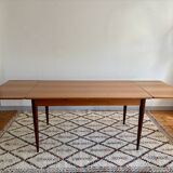 Rectangular teak Scandinavian dining table, extendable, vintage 1960s.
