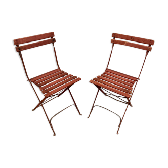 2 chaises pliantes jardin bar bistrot vintage