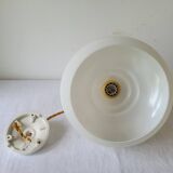 Opaline and teak pendant light