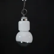 Vintage Mazzega space age chandelier in chrome and murano glass. Italy 1960