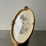 Art nouveau oval frame gilded wood measurements 19 cm x 11.5 cm  convex glass