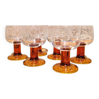 Suite of 6 water glasses 70s