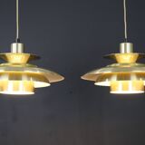 Rare golden pair of Danish design lamps - Jeka Metaltryk model 1017 - great condition.