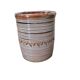 Pot cylindrique en grès émaillé tourné strié signé – Artisan potier