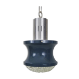 Vintage blue and gray pendant lamp in metal and plastic year 70