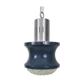 Vintage blue and gray pendant lamp in metal and plastic year 70