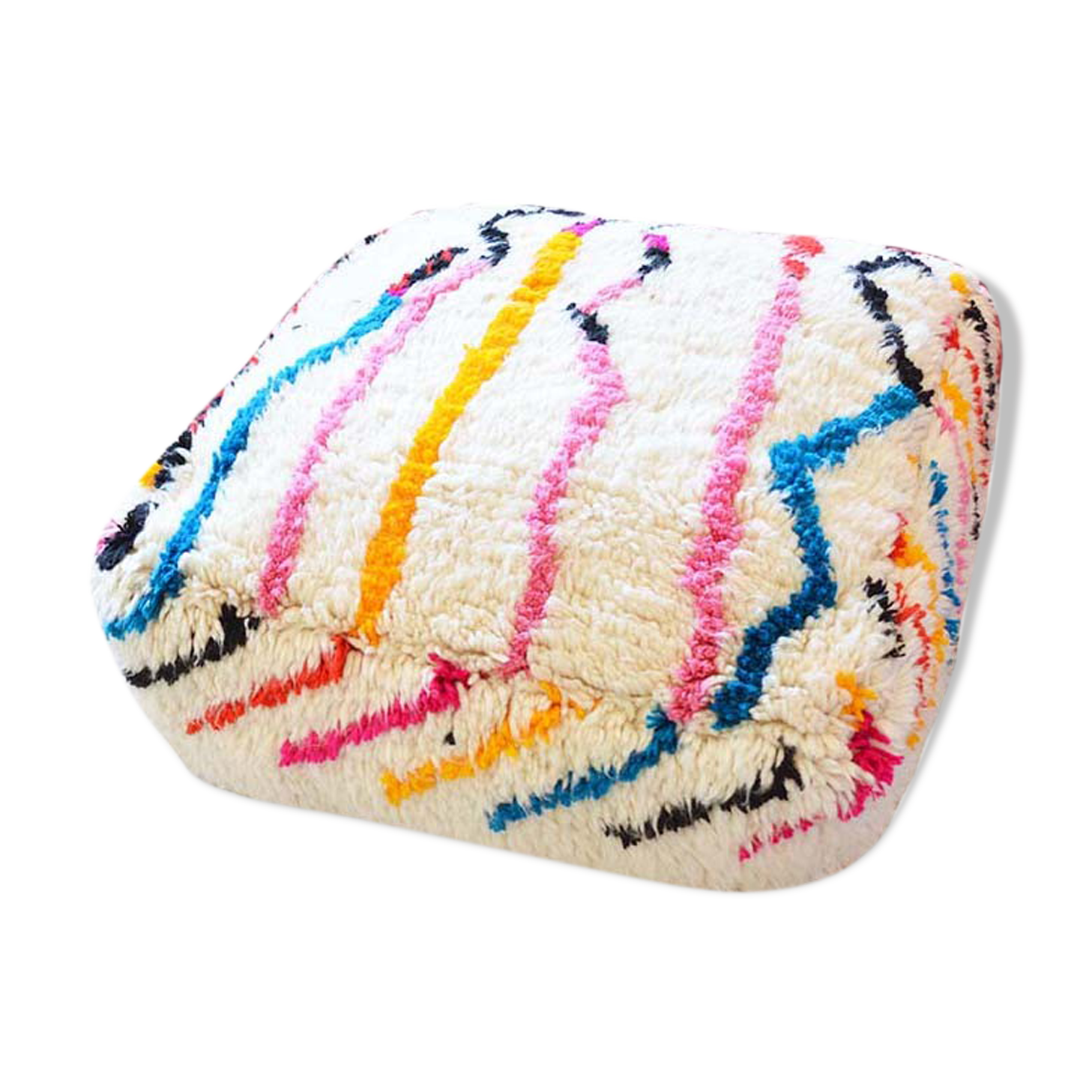 Colorful berber beery poufs azilal 60 x 60 x 20 cm