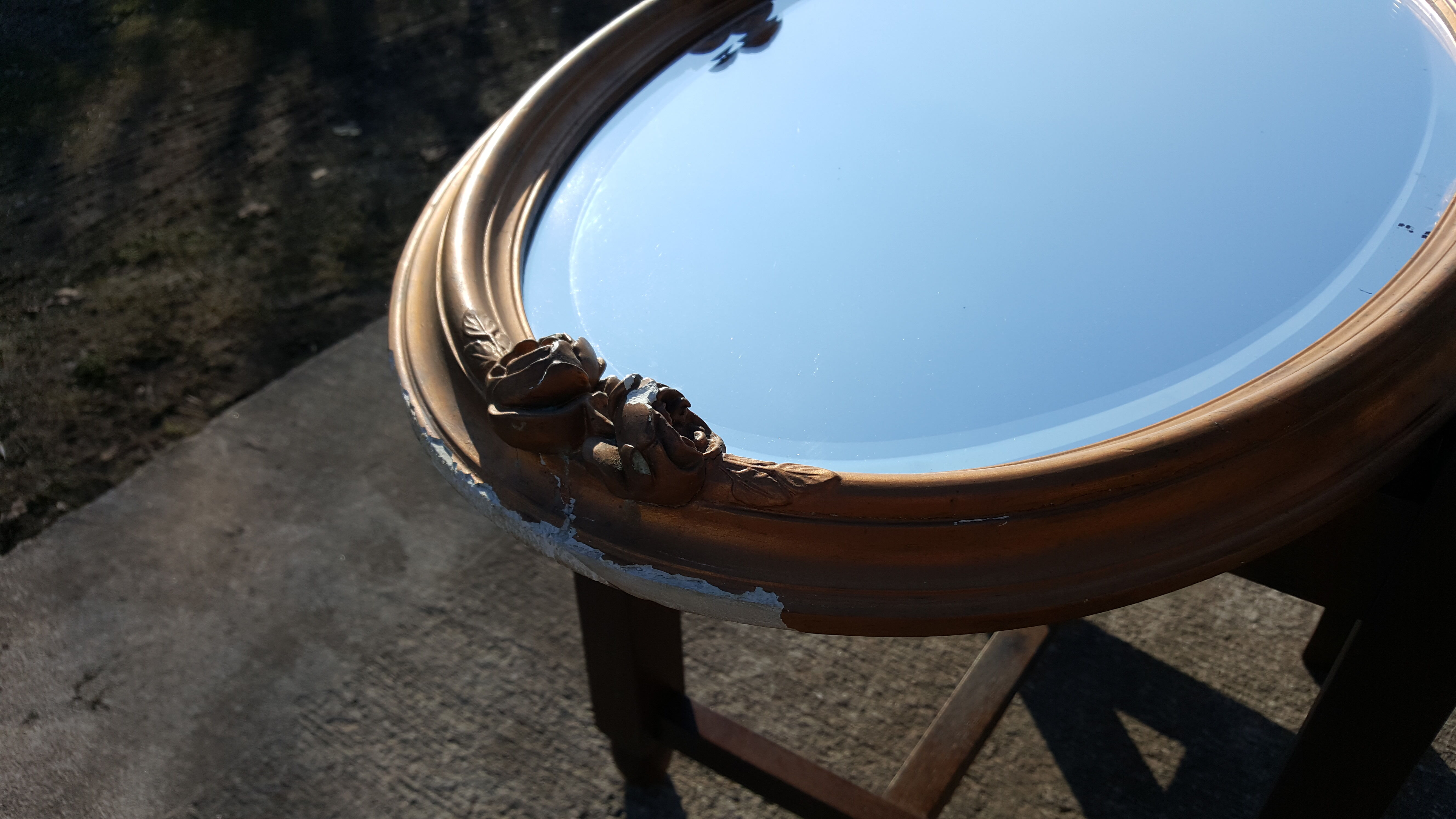 Oval mirror bevelled and Golden