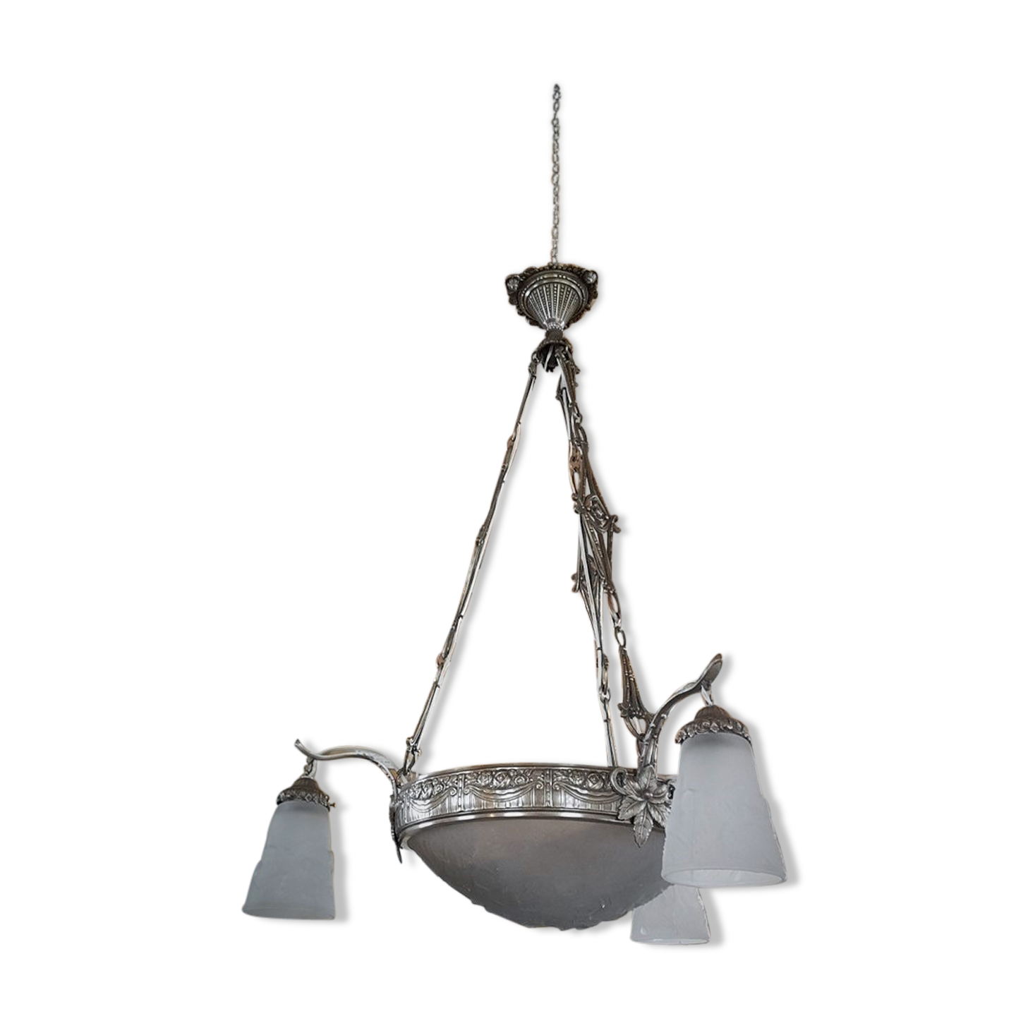 Chandelier Muller brothers Lunéville time Bowl Deco