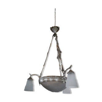 Chandelier Muller brothers Lunéville time Bowl Deco