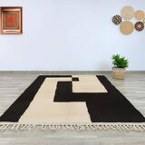 Tapis berbère bani ouraine noir et blanc taille 200 x 300 cm