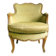 Fauteuil bergère bois sculpté & velours