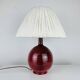 Lampe boule céramique violette et abat jour laine, vintage