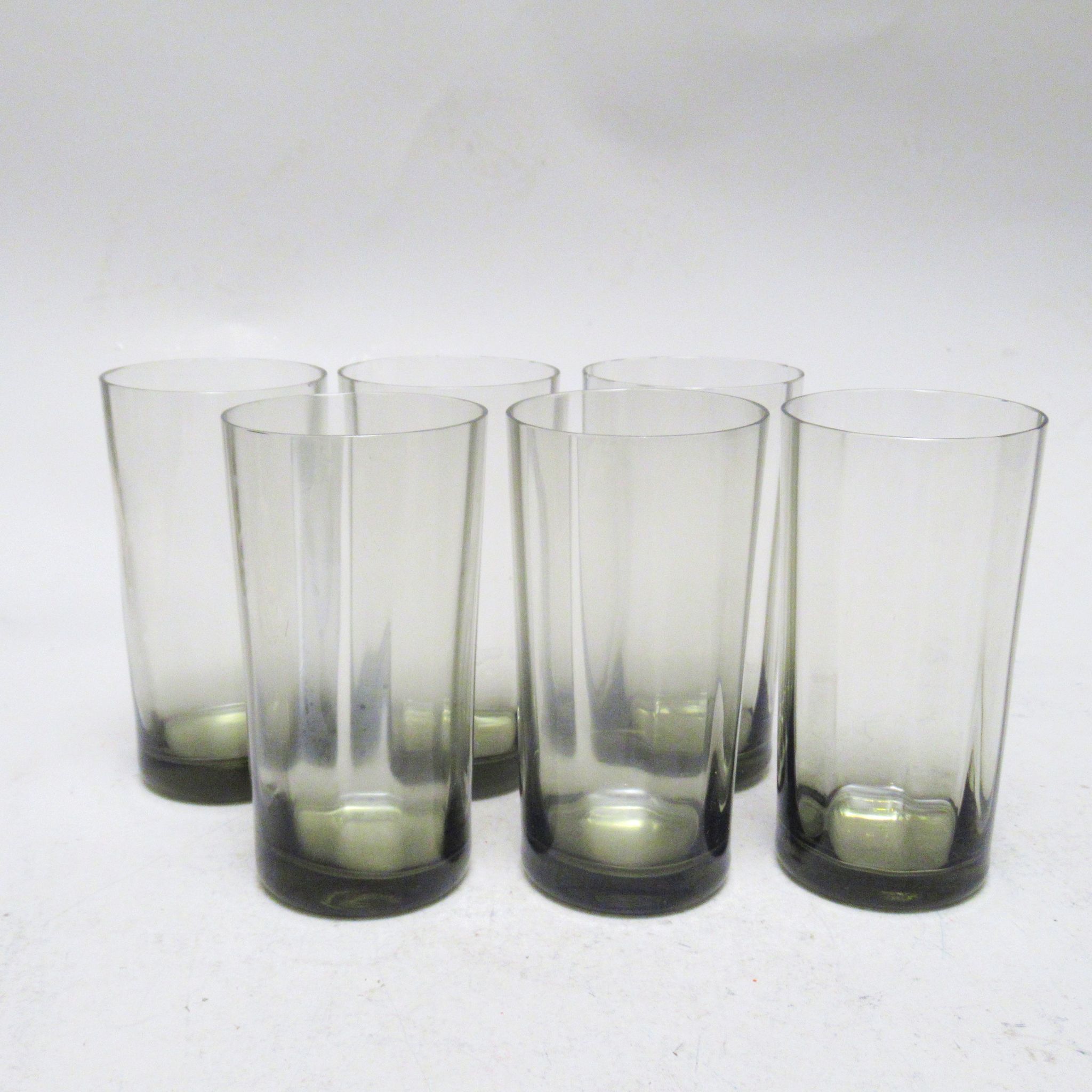 Set of 6 glasses in smoked glass 70s
