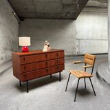 Vintage wood veneer chest of drawers 1960