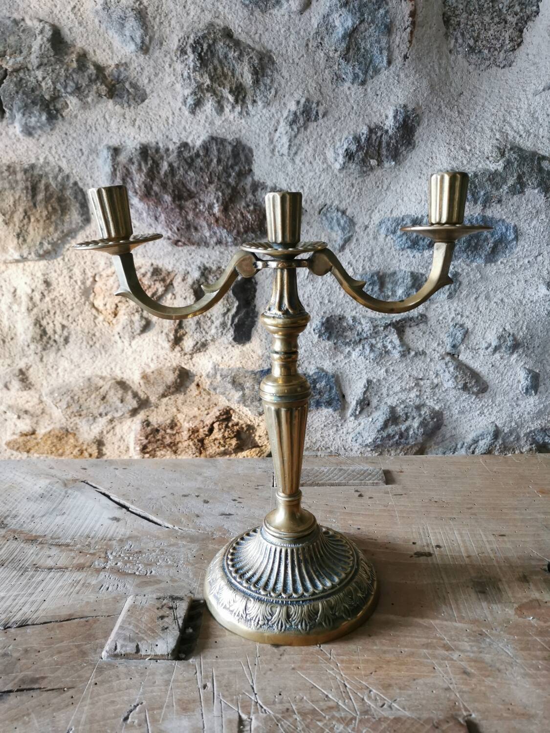 3 branch brass candlestick