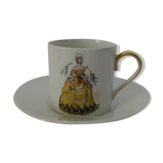 Tasse et sous-tasse fabrique royale Limoges blanc & or