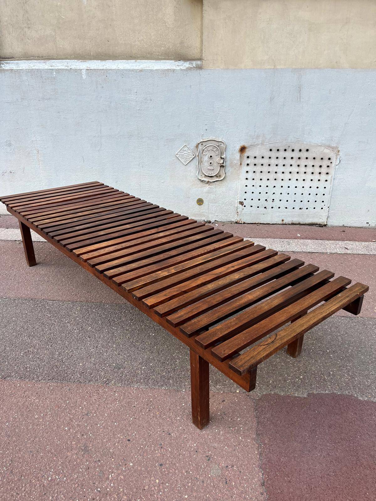 Ernesto Hauner Mobilinea. Banc / table à lattes palissandre Brésil