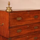 Commode militaire, de marine en acajou blond avec secrétaire, XIXème siècle