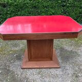 Art Deco dining table in wood and red Formica