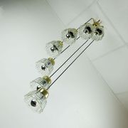 1960s mid century cascading lamp 7 flower-shaped glass shades and brass chandelier