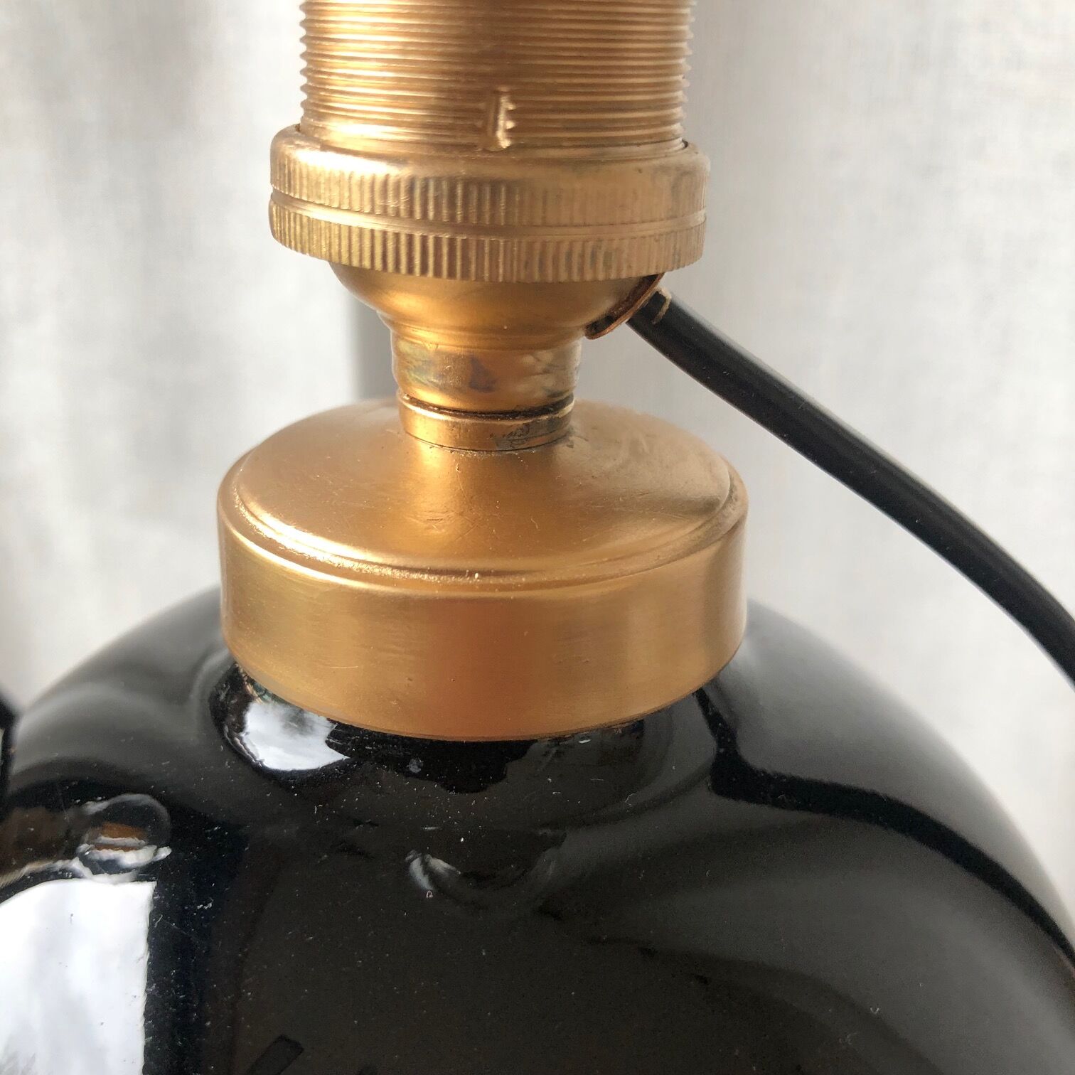 Duo of lamps in black opaline art deco