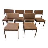 Lot de 6 chaises vintage en métal noir 1970