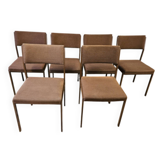 Set of 6 vintage black metal chairs from the 1970s