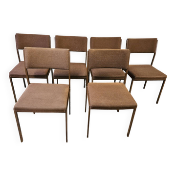 Lot de 6 chaises vintage en métal noir 1970