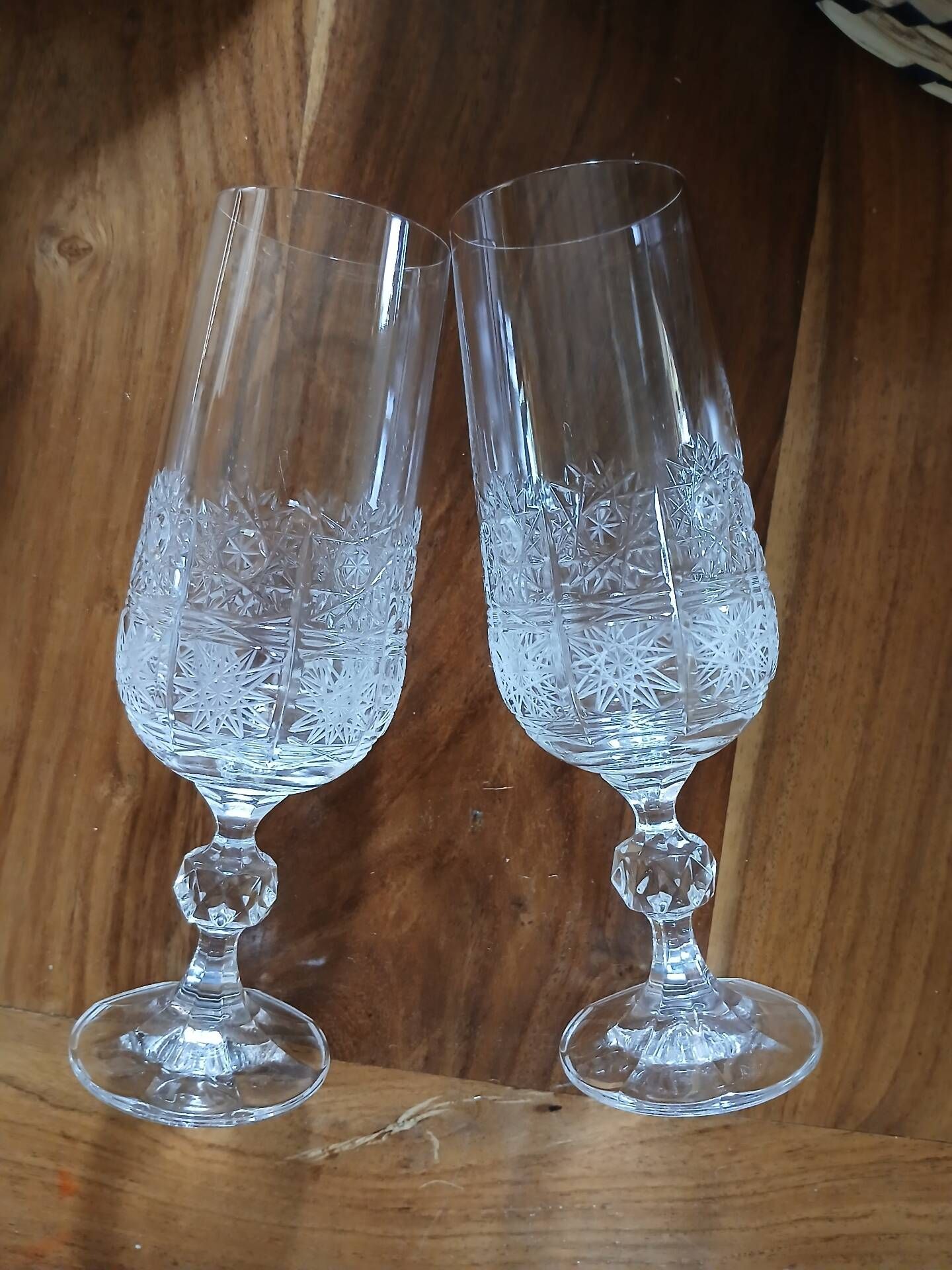 2 antique champagne flutes