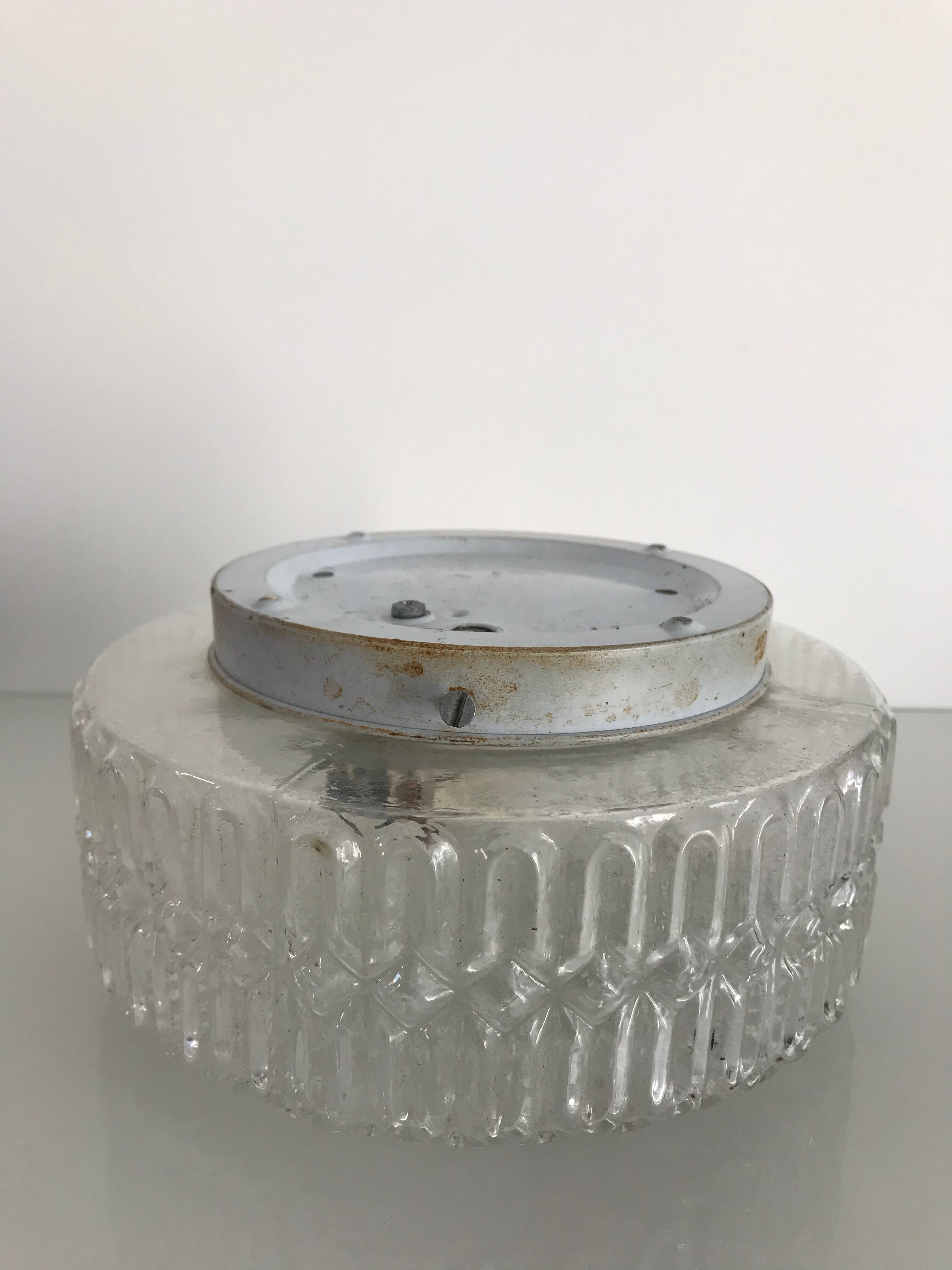 Round cast glass ceiling light