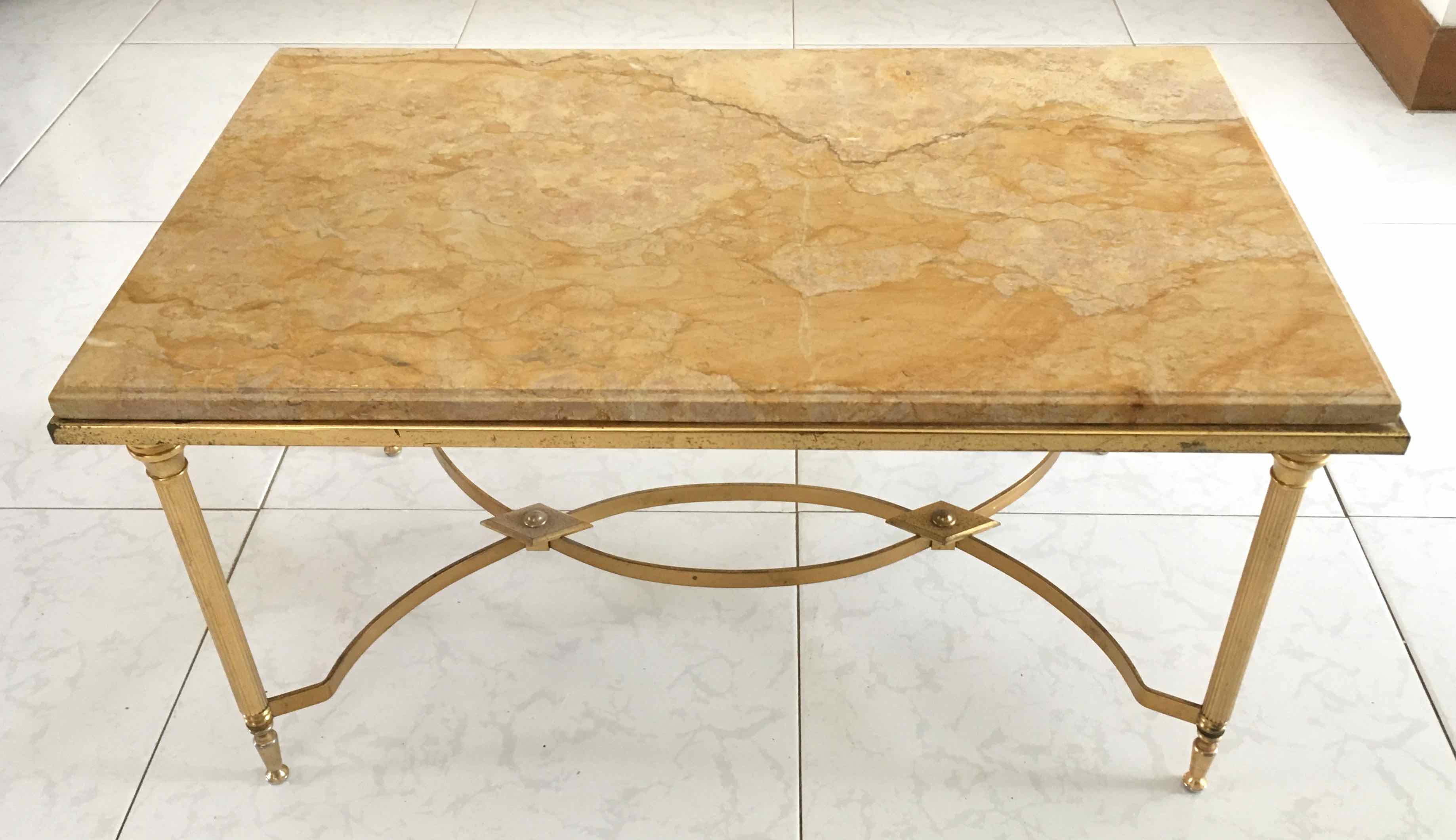 Marble and gilded metal coffee table