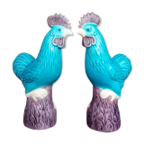 Chinese porcelain roosters bookends