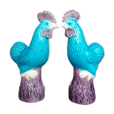 Chinese porcelain roosters bookends