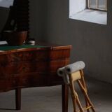 Pair of Danish mid-century folding stools with sheepskin upholstery, 1960.