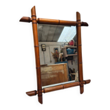 Vintage wooden mirror imitating bamboo