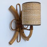 Pair of Louis Sognot rattan wall lights