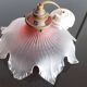 Ancienne suspension en verre transparent et rose