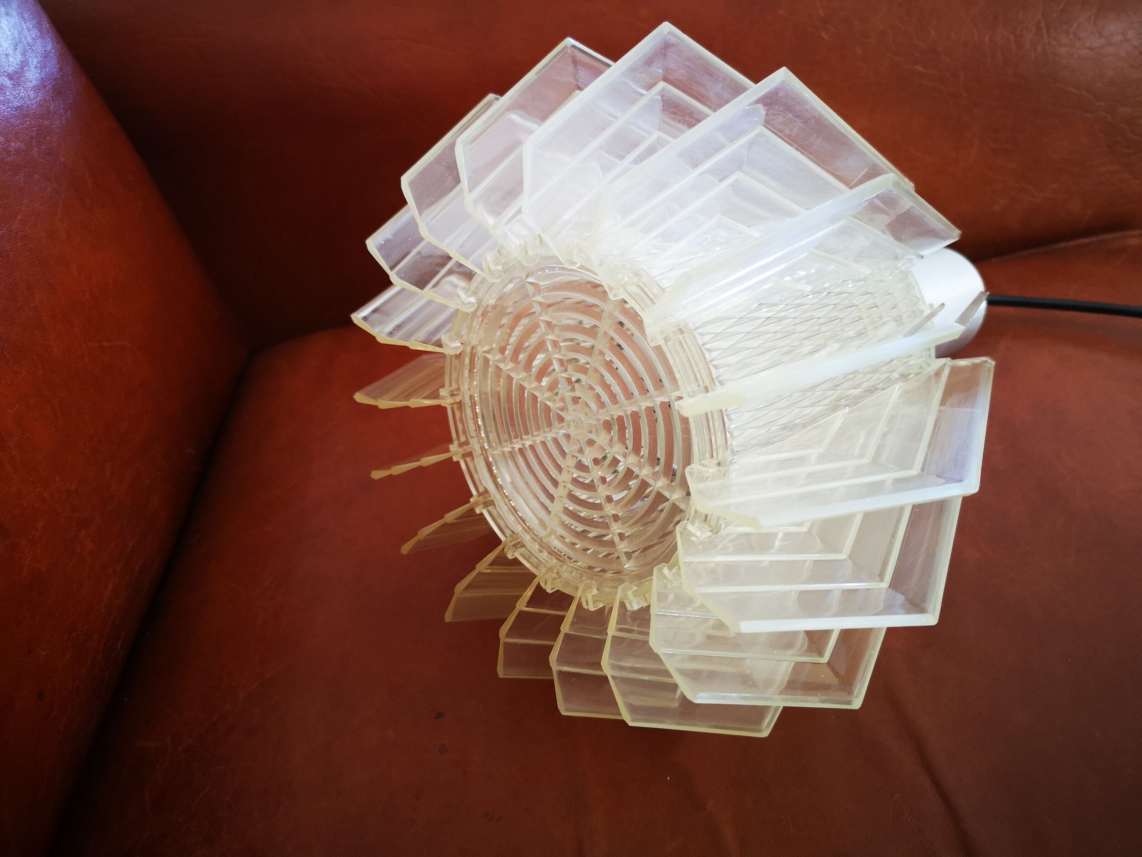 Plexiglas and stainless steel hanging lamp