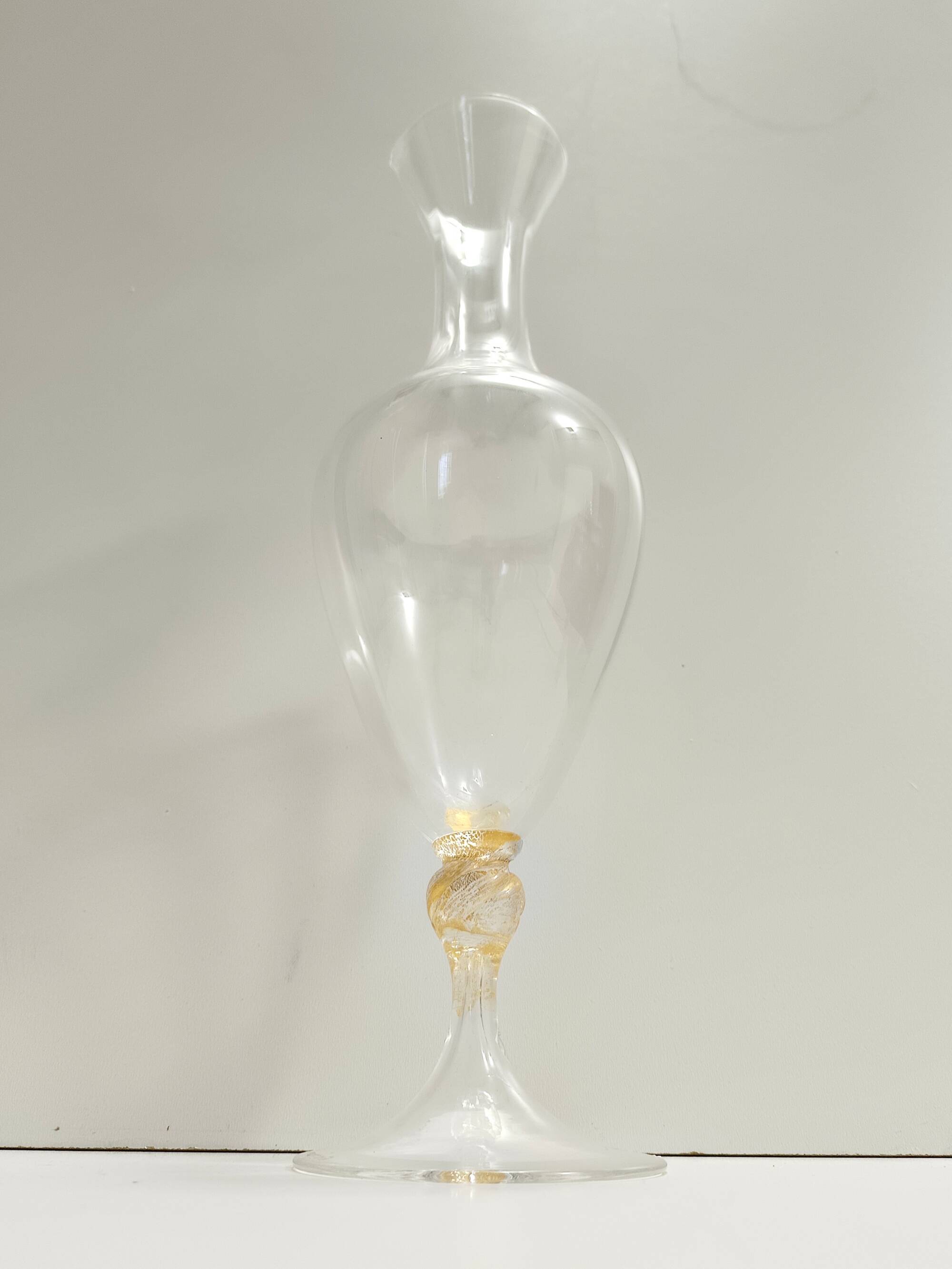 Transparent and Murano Glass Pitcher Vase by La Murrina with Gold Leaf, Ita