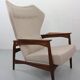 Fauteuil à oreilles réglable danois en teck par Ib Kofod Larsen
