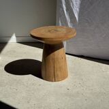 Natural solid mango side table (monoxyle) with conical legs.